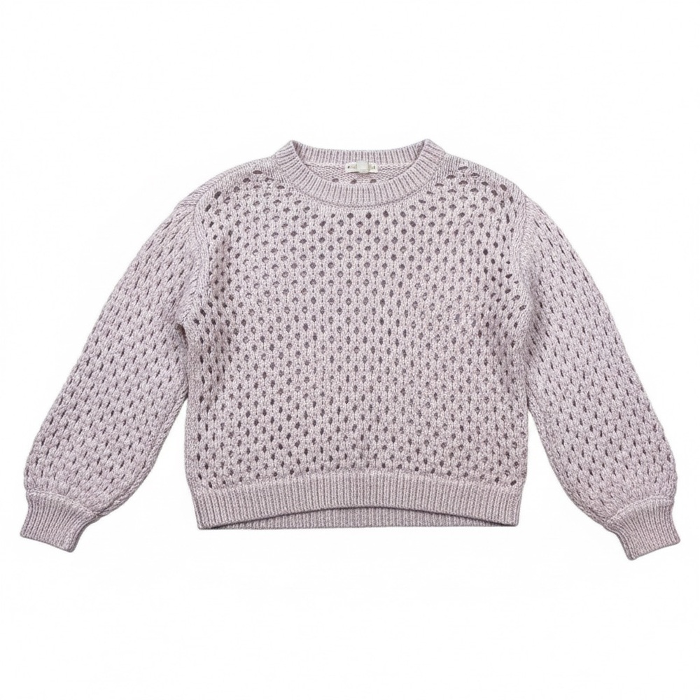 Roller Rabbit Pink Open Knit Sweater Pullover Cotton Blend Small